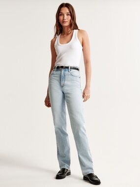 Curve love ultra high rise 90s straight jean - Light wash